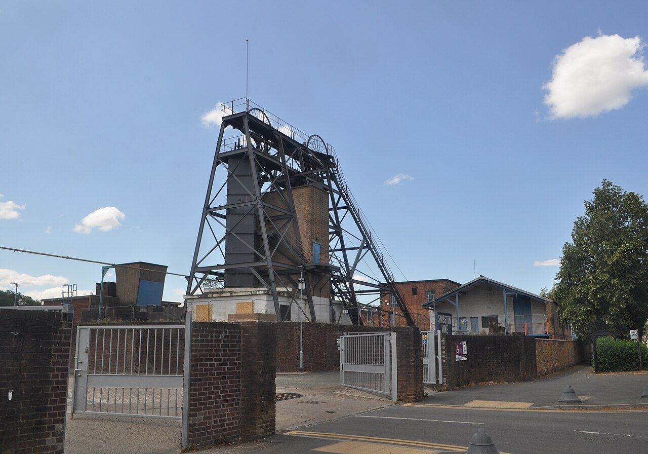 Headframe at the former Snibston Colliery, photographed in July 2025